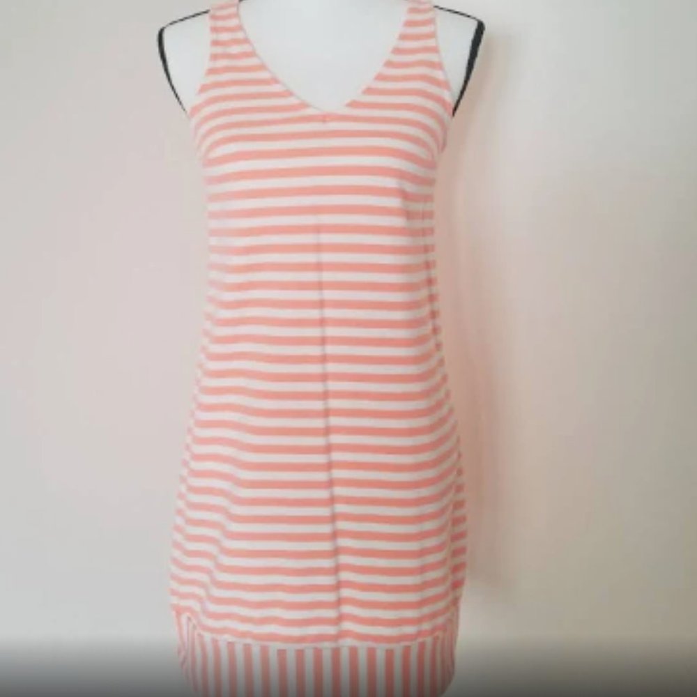 Old Navy Orange and White Summer Striped Shift Tank Top Dress Size Medium